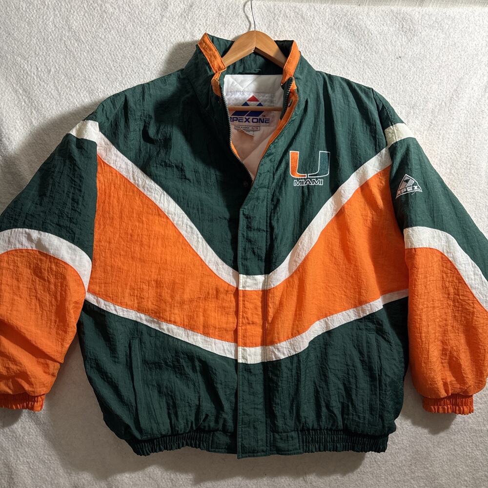 Miami Hurricanes VTG 1990’s Apex One Vapor Wave Men’s XL Puffer Jacket EUC